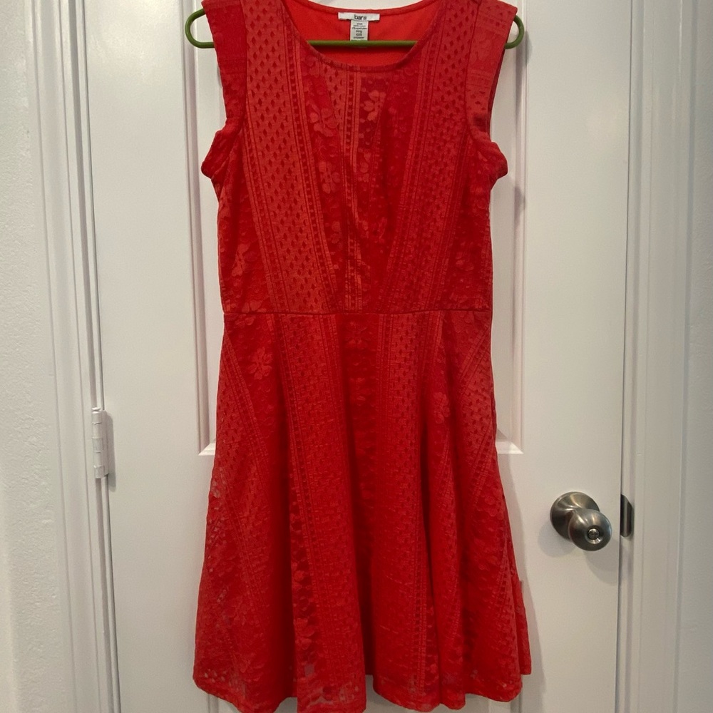 Bar III Red Sleeveless Lace Dress